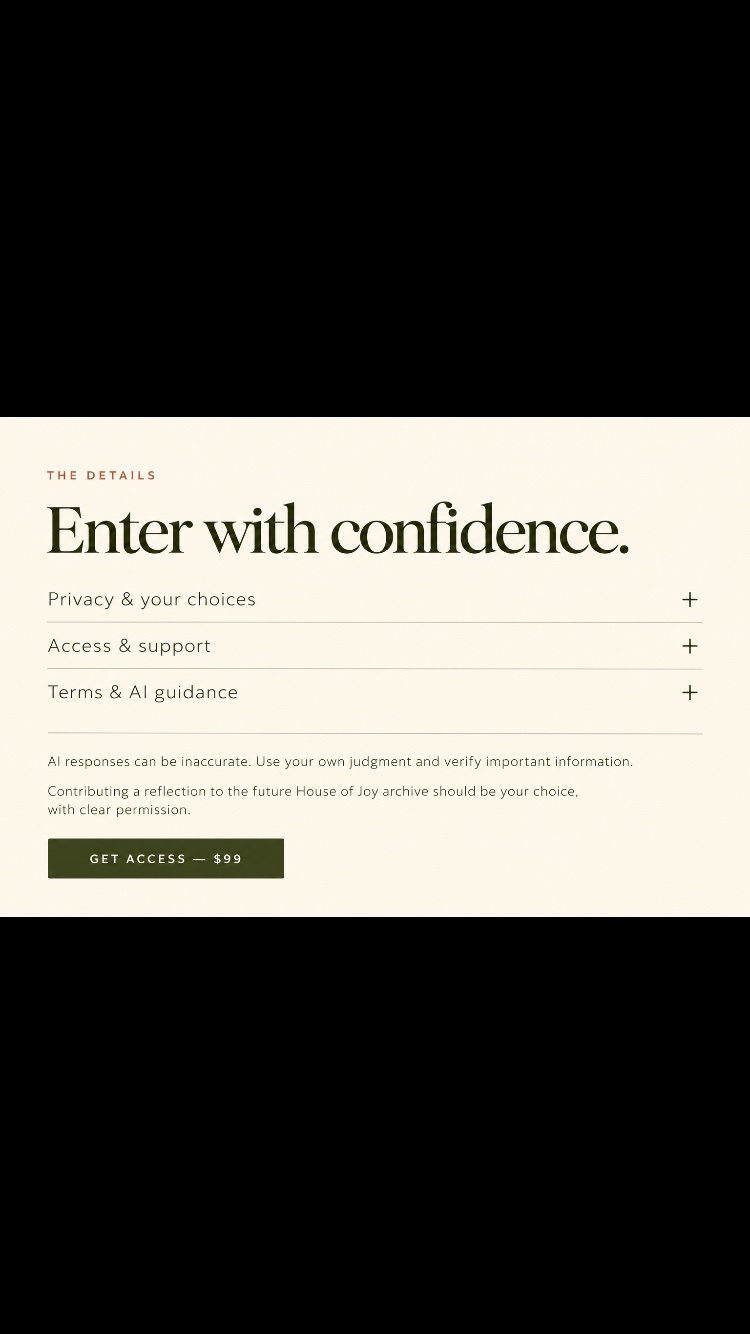 The Details — Enter with confidence. Privacy and your choices, access and support, terms and AI guidance.